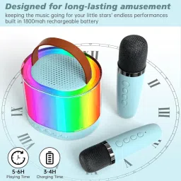 Mini Bluetooth Wireless Karaoke Speaker with 2 Mics and 4 inbuilt voice effects-13