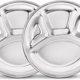 Round Lunch Dinner Plate, Bhojan Thali 4 in 1 Compartments Sectioned Plate-image-58