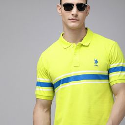 u.s. polo assn. Men Solid Polo Neck Pure Cotton Green T-Shirt-picture-6