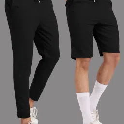 Pack of 2 Solid Men Black Gym Shorts-picture-23