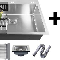24" x 18" x 10" Tap Hole Handmade Kitchen Sink Single Bowl With Soap Dispenser Stainless Steel_A50 Vessel Sink-image-61