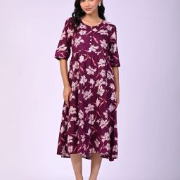 Women Ethnic Dress Purple Midi/Calf Length Dress-image-131