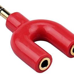 AUDAZZ Red Gold Plated 1 Male to Dual Female 3.5mm Jack U Shape to Headphone Microphone Splitter Connector Head Phone Converter-22