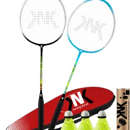 Aluminium Single Shaft Badminton kit Racquet Set Of 2 With Badminton Cover 3 Piece Nylon Shuttle Badminton Kit-5