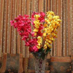 Lovely and Brite Yellow, Pink Orchid Artificial Flower, Blossom for the Home, Garden, artificial orchid flowers sticks-stem bunch for vase/vases. (22 inch, Pack of 2) Yellow, Pink Orchids Artificial Flower-image-60