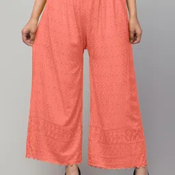 fambee Women Relaxed Orange Viscose Rayon Trousers-picture-40