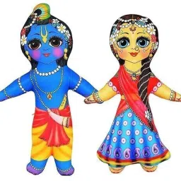 Radha Krishna Baby Soft Toys, Plush Toys for Babies, Cotton Stuffed Toy - 7.5 inch-image-2