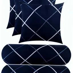 3 CUSHION 2 BOLSTER Microfibre Geometric Bolster Pack of 5-image-1