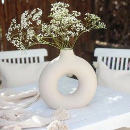 Ceramic Flower Vase for Home Decoration | Donut Shape Tabletop Showpiece Ceramic Vase-image-35