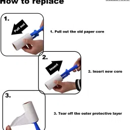silencio Sticky Lint Remover Roller Set of 5 Refill Rolls Total 150 Sheets Lint Roller image 4