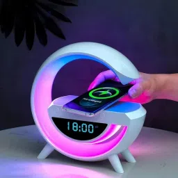emerydeal Night Lamp LED G-Shape Bluetooth Speaker with Wireless Charger & Lamp 27 AS-AX Table Lamp image 3