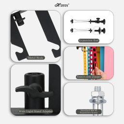Hiffin 3 Roller Backdrop Stand & Wall Mount, Manual Background Roller Support System Tripod Kit image 2