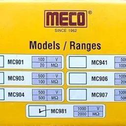 meterbazaar MECO 981 INSULATION TESTER / MEGGER 1000V/2000MOHM Analog Voltage Tester image 4