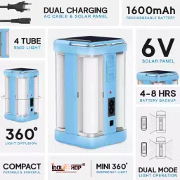 idoleshop Mini Rechargeable 4 Side Tube With Multiple Mode Extra Bright DC / Solar Lantern 7 hrs Lantern Emergency Light image 4