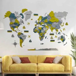 3D Birch Wood Lemonade World Map In 59 X 35 Inches-image-13