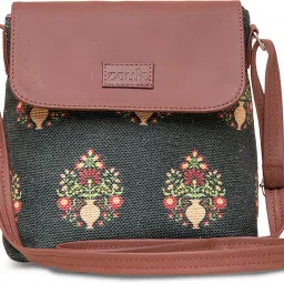 Green Women Sling Bag Royal Green Mogra Print Flap Sling Bag-image-31