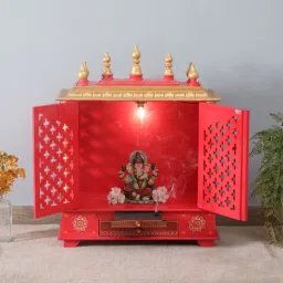 home decor international Multicolor Sheesham Wood & MDF Floor Rested Mandir With Door-picture-23