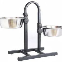 Pet Dog Food Bowl,H-Base U Double Bowl Stand Two Stainless Steel Removable Bowls Stainless Steel Pet Bowl-14