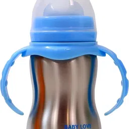 2 in 1 Baby Stainless Steel Feeding Bottle for Kids/Infants | Sipper, Nipple - 240 ml-picture-10