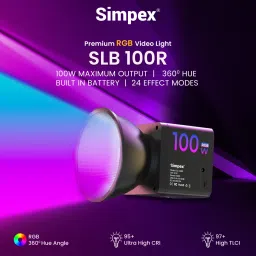 Simpex SLB 100R Portable RGB Video Light with 100W 2500K-6500K Adjustable Color 95 lx Camera LED Light image 2