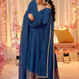 kedar fab Embroidered Georgette Stitched Anarkali Gown-picture-33