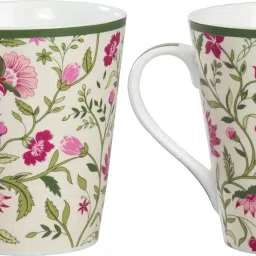 India Circus Rose Mallow Moscheutos Milk Set of 2 Bone China Coffee Mug-15