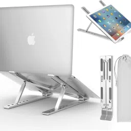 Samarth Laptop Stand, Tablet Stand Foldable Compatible with MacBook Pro, Lenovo, Dell, HP, XPS More 10-15.6" Laptops Aluminium Desk Stand Laptop Stand (Silver) Aluminium Desk Stand Laptop Stand with Adjustable Height Compatible with Universal Laptops-image-47