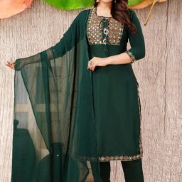 Net Embroidered Green Women Dupatta-image-25