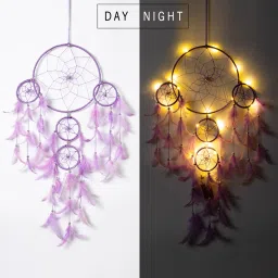 Dream catcher with Lights Handmade Wall Hanging for Home Cafe Party Decor Feather Dream Catcher-image-38