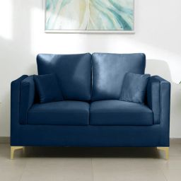 casacraft from pepperfry Dona Velvet 2 Seater Sofa in Midnight Blue Colour-picture-4