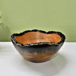 disoo fashions Black & Gold 500 Ml Handpainted Wood Serving Bowls-picture-10