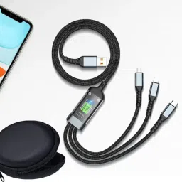 BUFONA USB Transparent Luminous 100w Data Cable 3in1 Fast Charging Cable+Carry Pouch Charging Pad-image-26