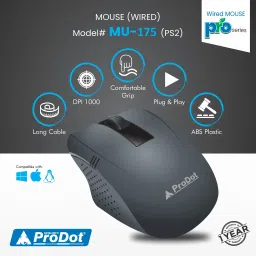 PRODOT 175 High-Performance Ergonomic Design Wired Ambidextrous Optical Gaming Mouse image 2