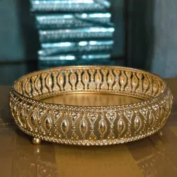 Golden Metal Round Mini Serving Tray Tray-20