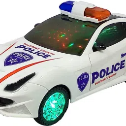 Battery operated car kids MUSICAL toy AND ROTATION 3D POLICE CAR FOR KIDS Bump and Go 3D Lights Police Car with Sound and Wheels with Light for kids (Multicolor) (White, Pack of: 1)-15