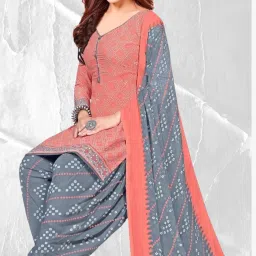 Unstitched Crepe Salwar Suit Material Solid, Floral Print, Printed, Geometric Print-image-98