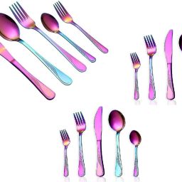Rainbow Stainless Steel Spoon Set for Bright&Fun Table Settings Set of 3(15Pcs) Stainless Steel Cutlery Set-33