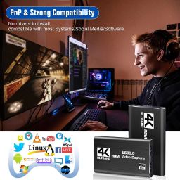 Tobo Game Capture Card, 4K USB 3.0 HDMI Video Capture Card with HDMI Loop-Out 1080P 32 inch Blu-ray Player image 5