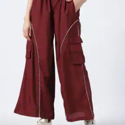 Shein Ankle Length Parachute Cargo Wide Track Pant-picture-26
