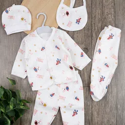Moms Home Infants 5-Pcs Printed Breathable Organic Cotton Baby Apparel Gift Set-43