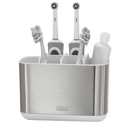 Joseph Joseph White & Silver-Toned Solid Steel Large Toothbrush Caddy image 2