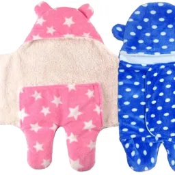 All season Use- Supersoft , Double Layered Premium Quality , Baby Wrapper Cum Baby carrier Bag Cum baby Blanket Pack Of 2 Sleeping Bag-image-37