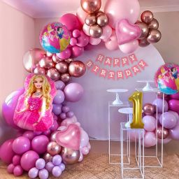 Printed SpecialYou Barbie Theme 1st Birthday Decorations for girls, barbie foil Balloon-image-31