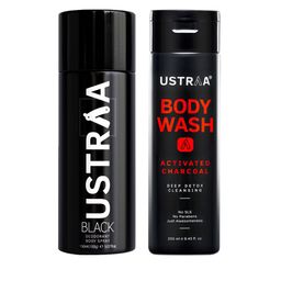 Ustraa Men Deep Detox Cleansing Body Wash & Black Deodorant Body Spray-18