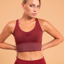 Women's Yoga Cropped Sports Bra - Burgundy-image-85