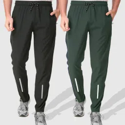 Pack of 2 Men Colorblock Black, Olive Track Pants-image-34