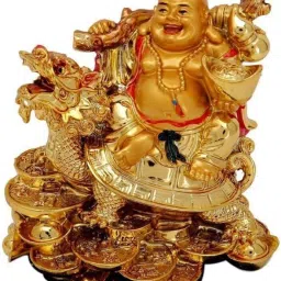 Laughing Buddha Sitting On Dragon blessing Good Luck Decorative Showpiece - 8 cm-image-54