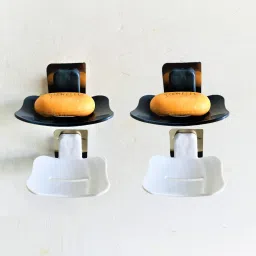 Soap Saver Soap Holder with Draining Tray with Adhesive Sticker Plastic Wall Shelf-image-3
