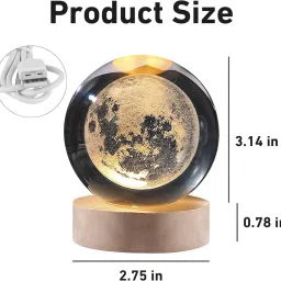 corozil 3D Moon Crystal Ball Night Lamp image 5