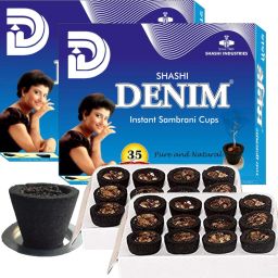 DENIM Sambrani Cup 100% Pure Natural | Non-Toxic & Non-Charcoal Guggul Dhoop (12 Pieces Per Box) For Puja, Homa, Yagna And Specials Events-image-60